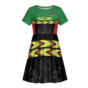 Custom Cricket Africa Malawi Kid Short Sleeve Dress Malawi Chevron Pattern - African Pride