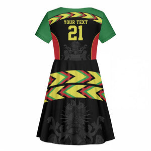 Custom Cricket Africa Malawi Kid Short Sleeve Dress Malawi Chevron Pattern - African Pride