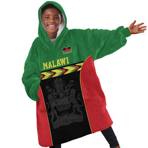 Custom Cricket Africa Malawi Kid Wearable Blanket Hoodie Malawi Chevron Pattern - African Pride
