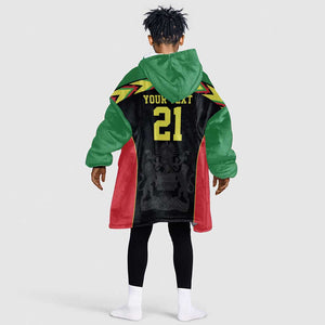 Custom Cricket Africa Malawi Kid Wearable Blanket Hoodie Malawi Chevron Pattern - African Pride