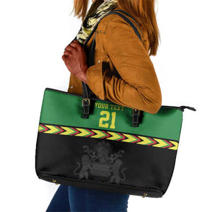 Custom Cricket Africa Malawi Leather Tote Bag Malawi Chevron Pattern - African Pride