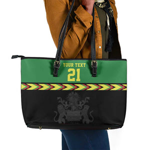Custom Cricket Africa Malawi Leather Tote Bag Malawi Chevron Pattern - African Pride