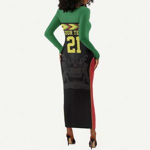 Custom Cricket Africa Malawi Long Sleeve Bodycon Dress Malawi Chevron Pattern - African Pride