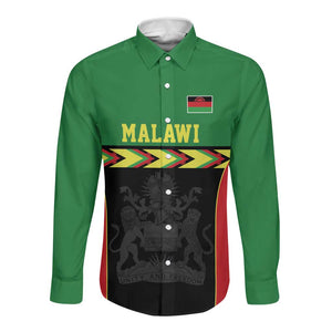Custom Cricket Africa Malawi Long Sleeve Button Shirt Malawi Chevron Pattern - African Pride