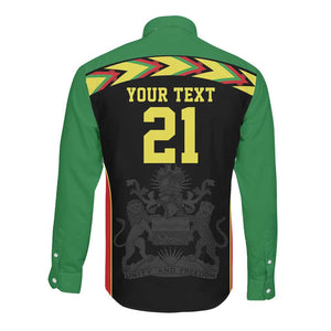 Custom Cricket Africa Malawi Long Sleeve Button Shirt Malawi Chevron Pattern - African Pride