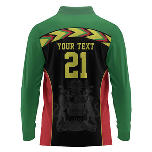 Custom Cricket Africa Malawi Long Sleeve Polo Shirt Malawi Chevron Pattern - African Pride