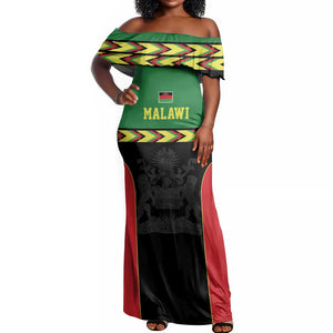 Custom Cricket Africa Malawi Off Shoulder Maxi Dress Malawi Chevron Pattern - African Pride