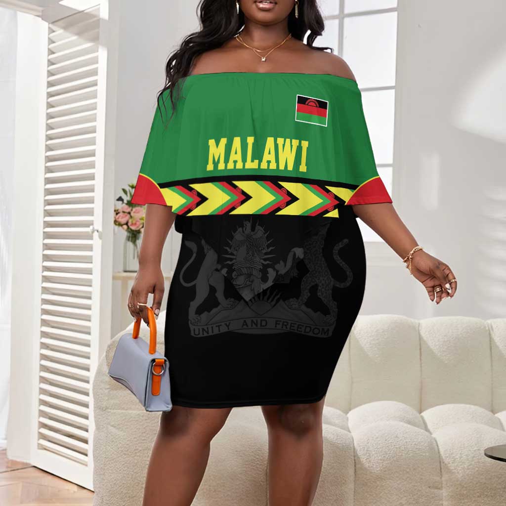 Custom Cricket Africa Malawi Off Shoulder Short Dress Malawi Chevron Pattern - African Pride