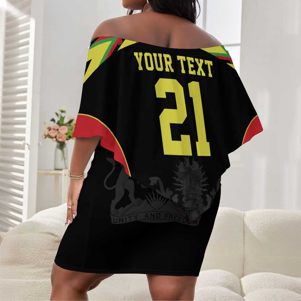 Custom Cricket Africa Malawi Off Shoulder Short Dress Malawi Chevron Pattern - African Pride