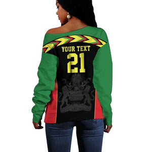 Custom Cricket Africa Malawi Off Shoulder Sweater Malawi Chevron Pattern - African Pride