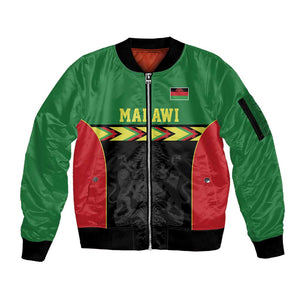 Custom Cricket Africa Malawi Sleeve Zip Bomber Jacket Malawi Chevron Pattern - African Pride
