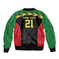Custom Cricket Africa Malawi Sleeve Zip Bomber Jacket Malawi Chevron Pattern - African Pride