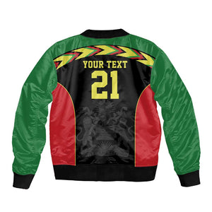 Custom Cricket Africa Malawi Sleeve Zip Bomber Jacket Malawi Chevron Pattern - African Pride