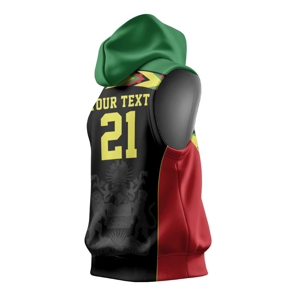 Custom Cricket Africa Malawi Sleeveless Hoodie Malawi Chevron Pattern - African Pride