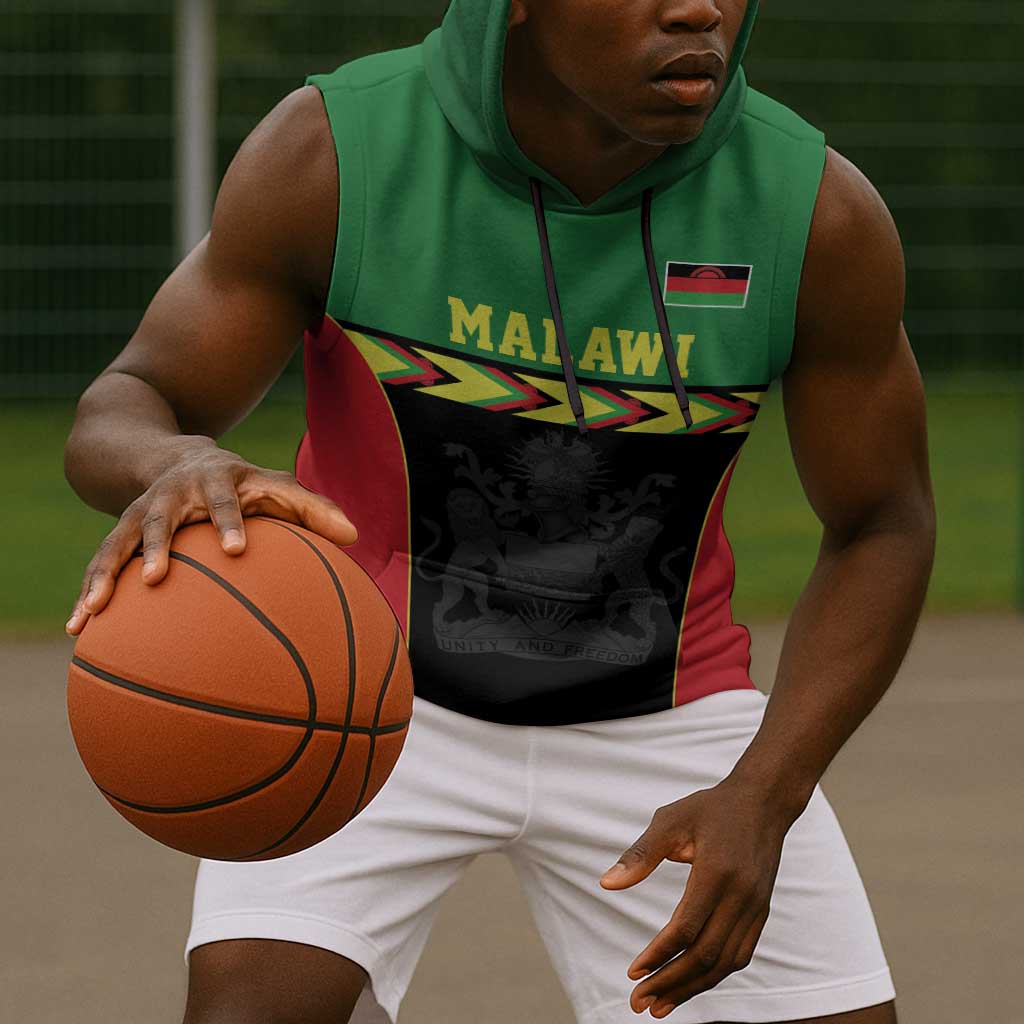 Custom Cricket Africa Malawi Sleeveless Hoodie Malawi Chevron Pattern - African Pride