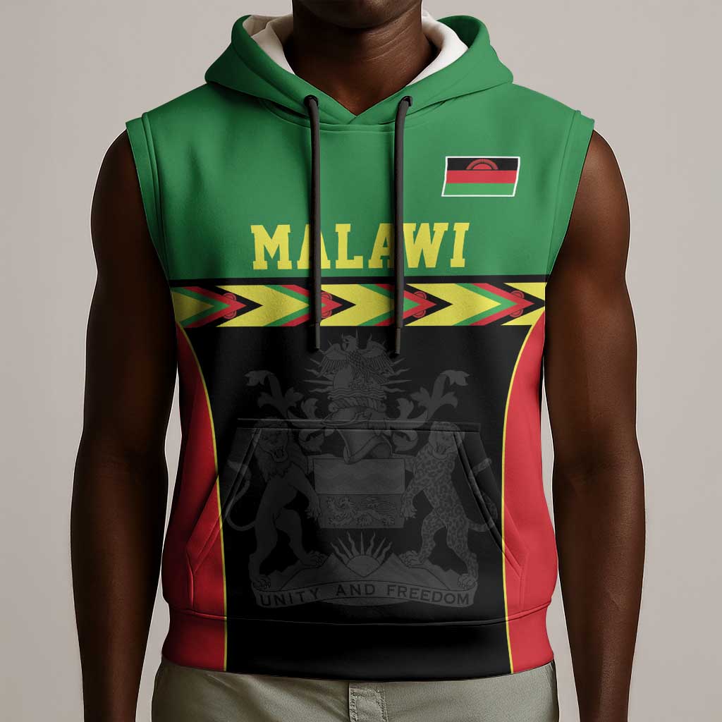 Custom Cricket Africa Malawi Sleeveless Hoodie Malawi Chevron Pattern - African Pride