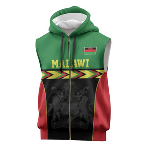 Custom Cricket Africa Malawi Sleeveless Zip Hoodie Malawi Chevron Pattern - African Pride
