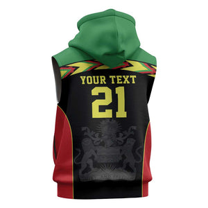 Custom Cricket Africa Malawi Sleeveless Zip Hoodie Malawi Chevron Pattern - African Pride