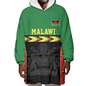 Custom Cricket Africa Malawi Wearable Blanket Hoodie Malawi Chevron Pattern - African Pride