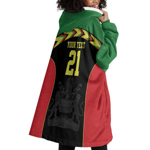 Custom Cricket Africa Malawi Wearable Blanket Hoodie Malawi Chevron Pattern - African Pride