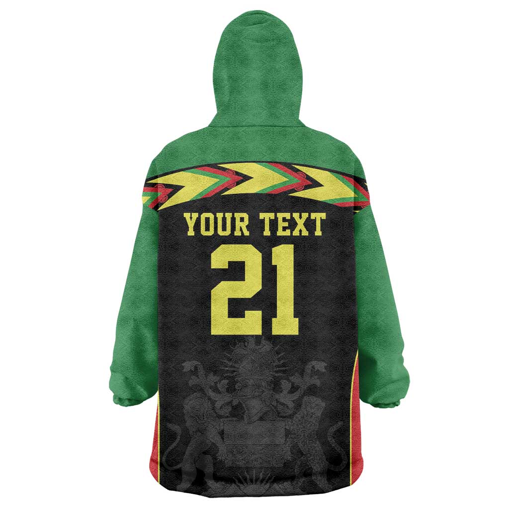 Custom Cricket Africa Malawi Wearable Blanket Hoodie Malawi Chevron Pattern - African Pride