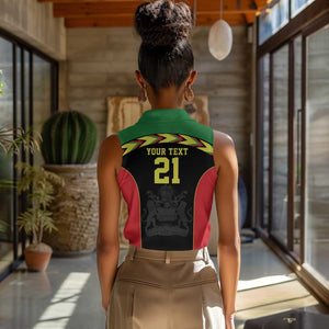 Custom Cricket Africa Malawi Women Sleeveless Polo Shirt Malawi Chevron Pattern - African Pride