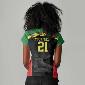 Custom Cricket Africa Malawi Women V-Neck T-Shirt Malawi Chevron Pattern - African Pride