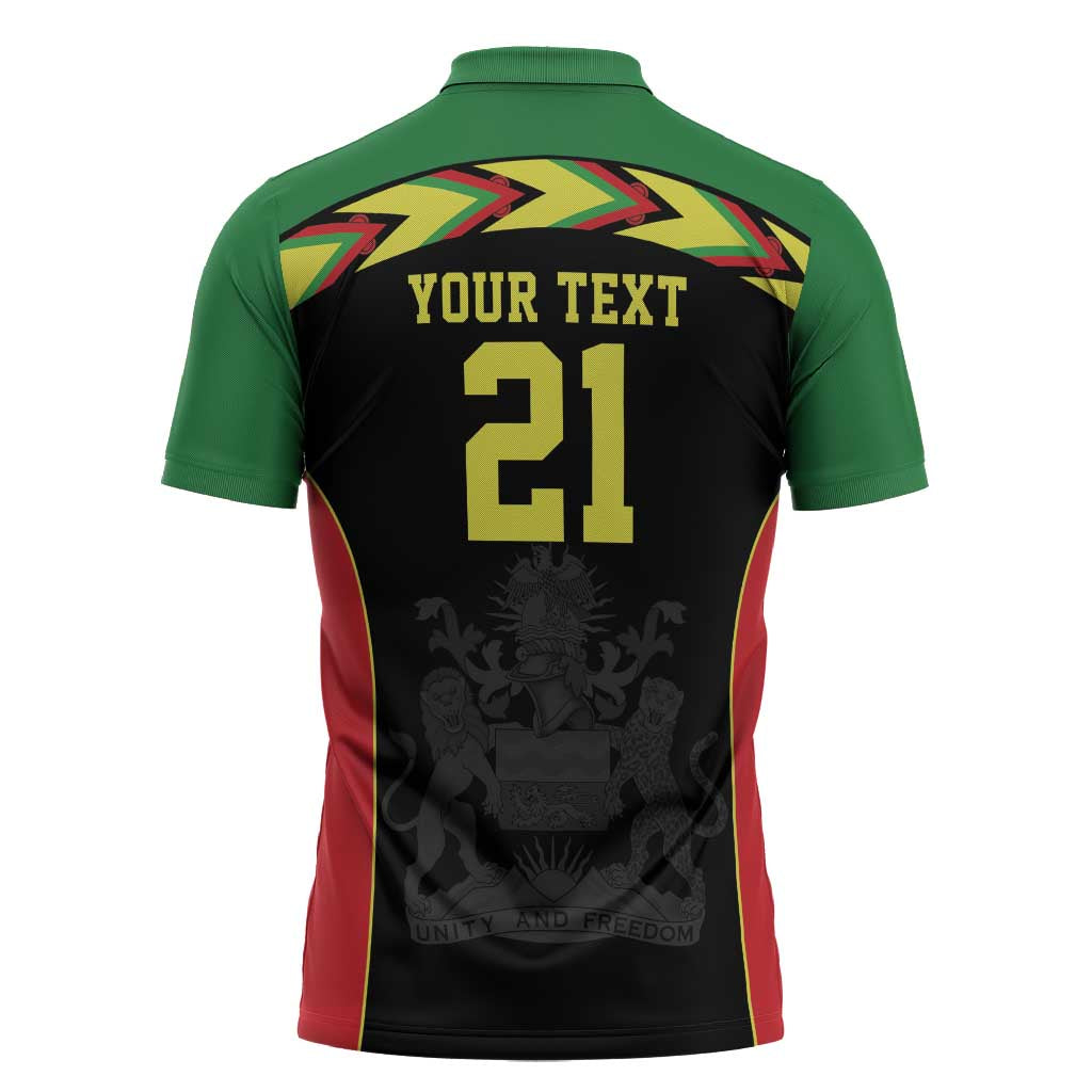 Custom Cricket Africa Malawi Zipper Polo Shirt Malawi Chevron Pattern