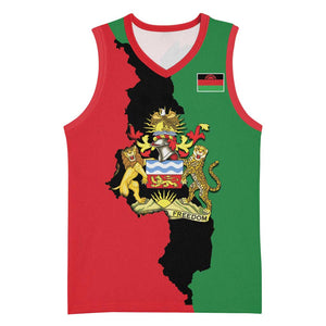 Malawi Flag Map Basketball Jersey Simple Malawi Emblem Coat of Arms - African Pride