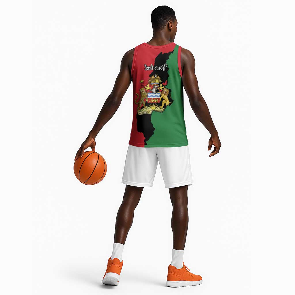 Malawi Flag Map Basketball Jersey Simple Malawi Emblem Coat of Arms - African Pride