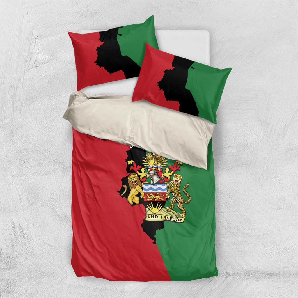 Malawi Flag Map Bedding Set Simple Malawi Emblem Coat of Arms - African Pride