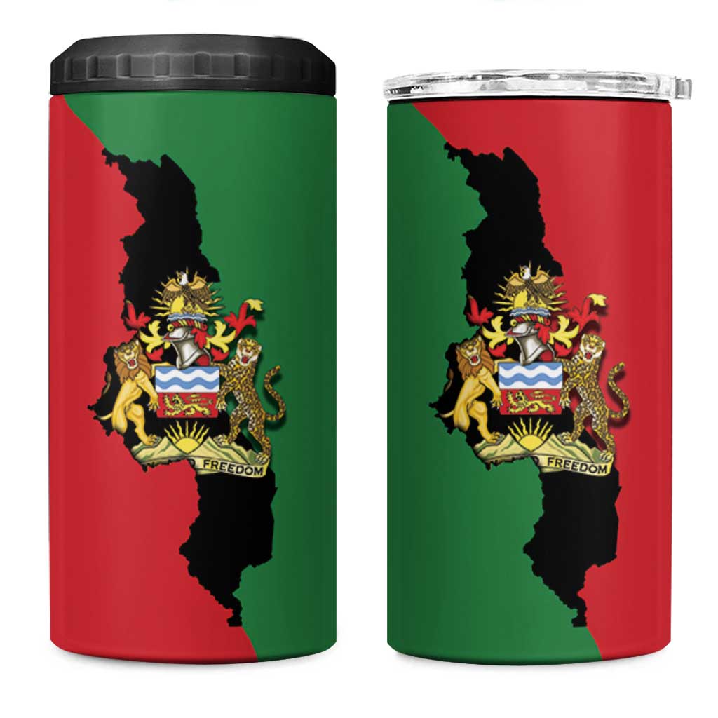 Malawi Flag Map 4 in 1 Can Cooler Tumbler Simple Malawi Emblem Coat of Arms - African Pride