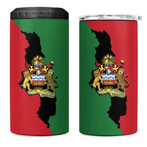 Malawi Flag Map 4 in 1 Can Cooler Tumbler Simple Malawi Emblem Coat of Arms - African Pride