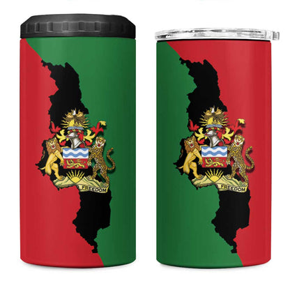 Malawi Flag Map 4 in 1 Can Cooler Tumbler Simple Malawi Emblem Coat of Arms - African Pride