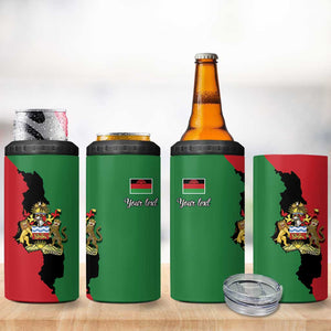 Malawi Flag Map 4 in 1 Can Cooler Tumbler Simple Malawi Emblem Coat of Arms - African Pride