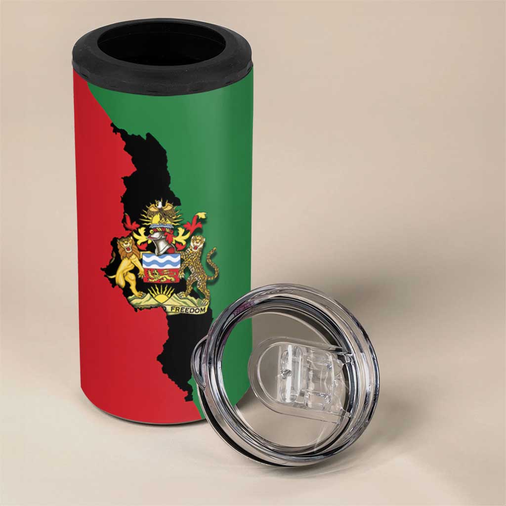 Malawi Flag Map 4 in 1 Can Cooler Tumbler Simple Malawi Emblem Coat of Arms - African Pride