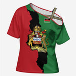 Personalized  Malawi Flag Map Cross Shoulder Shirt Simple Malawi Emblem Coat of Arms