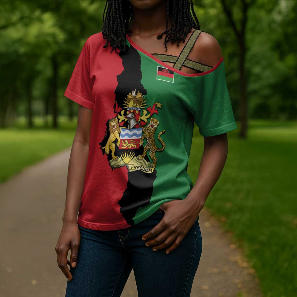 Personalized  Malawi Flag Map Cross Shoulder Shirt Simple Malawi Emblem Coat of Arms