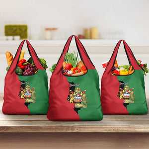 Malawi Flag Map Grocery Bag Simple Malawi Emblem Coat of Arms - African Pride