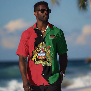 Malawi Flag Map Hawaiian Shirt Simple Malawi Emblem Coat of Arms - African Pride