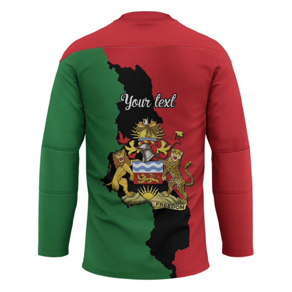 Personalized  Malawi Flag Map Hockey Jersey Simple Malawi Emblem Coat of Arms
