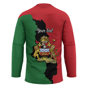 Personalized  Malawi Flag Map Hockey Jersey Simple Malawi Emblem Coat of Arms
