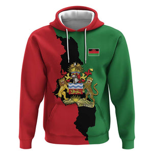 Malawi Flag Map Hoodie Simple Malawi Emblem Coat of Arms - African Pride