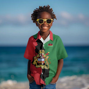 Malawi Flag Map Kid Hawaiian Shirt Simple Malawi Emblem Coat of Arms - African Pride