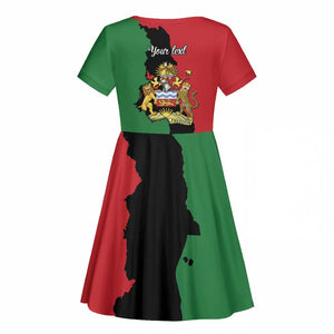 Malawi Flag Map Kid Short Sleeve Dress Simple Malawi Emblem Coat of Arms - African Pride