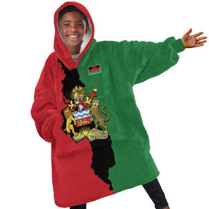 Malawi Flag Map Kid Wearable Blanket Hoodie Simple Malawi Emblem Coat of Arms - African Pride