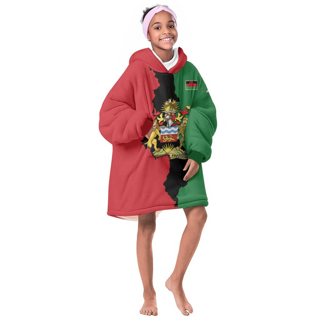 Malawi Flag Map Kid Wearable Blanket Hoodie Simple Malawi Emblem Coat of Arms - African Pride