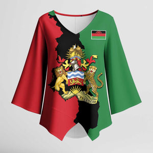 Personalized  Malawi Flag Map Kimono Sleeve Blouse Simple Malawi Emblem Coat of Arms