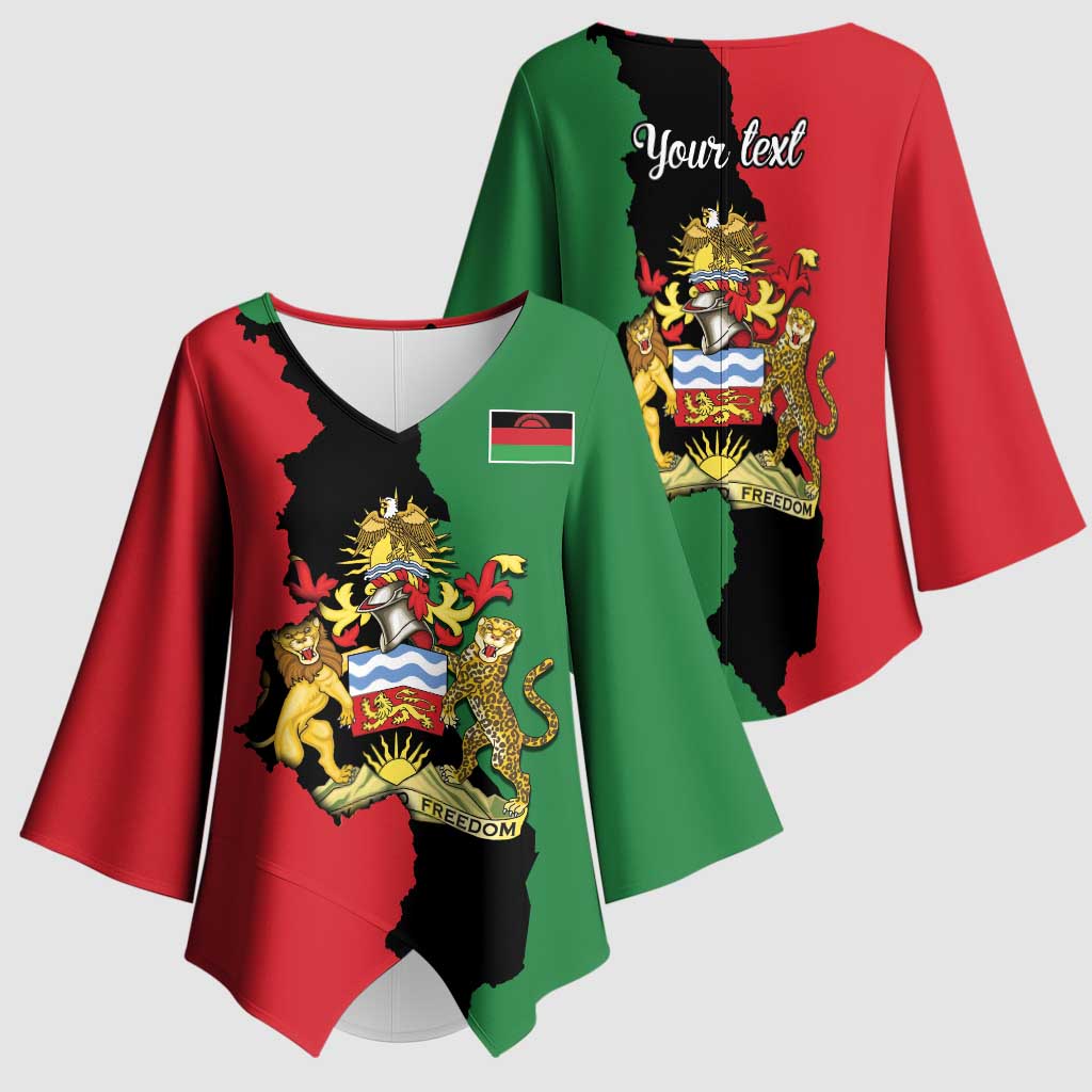 Personalized  Malawi Flag Map Kimono Sleeve Blouse Simple Malawi Emblem Coat of Arms
