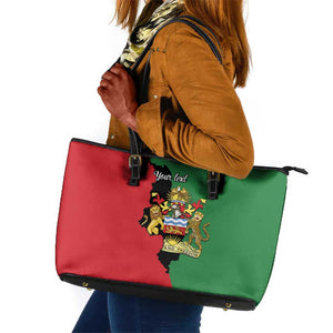 Malawi Flag Map Leather Tote Bag Simple Malawi Emblem Coat of Arms - African Pride